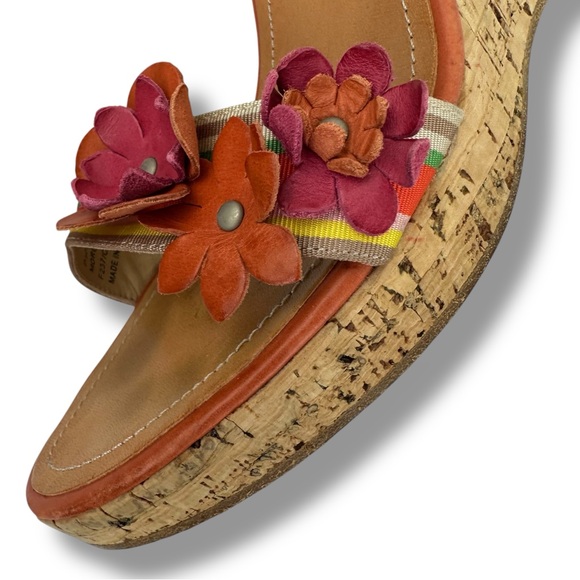 COACH Morgan Strappy Cork Wedges Heels Size 6.5 Floral Shoes - Picture 4 of 15